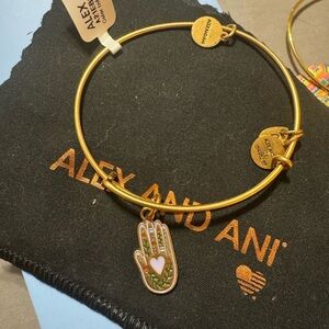 Alex and Ani Gold Bangle with Grateful Charm